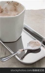 Shiny milk chocolate stain spoon, stock photo