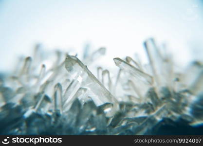 Shiny rock crystal macro view. Abstract texture background. Rock crystal detail background