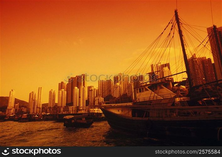 Ship at a harbor, Hong Kong, China