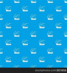 Ship of Columbus pattern repeat seamless in blue color for any design. Vector geometric illustration. Ship of Columbus pattern seamless blue