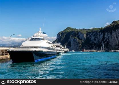 Ship on a Capri island in a beautiful summer day in Italy