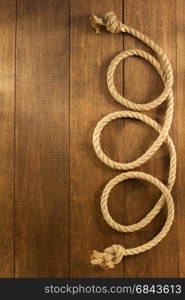 ship rope on wood. ship rope on wooden background