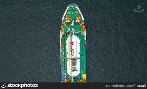 Ship tanker gas LPG, Aerial view Liquefied Petroleum Gas (LPG) tanker, Tanker ship logistic and transportation business oil and gas industry.