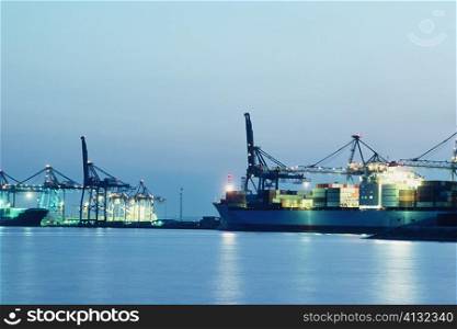 Ships being loaded at Dundalk port, Maryland