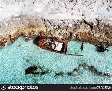 shipwreck aerial view