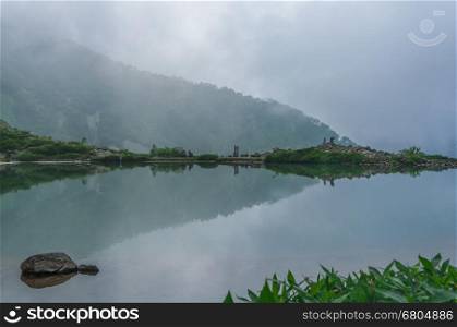 Shirouma mountains and Happo-ike Pond at Happo-one in Hakuba, Nagano,Japan