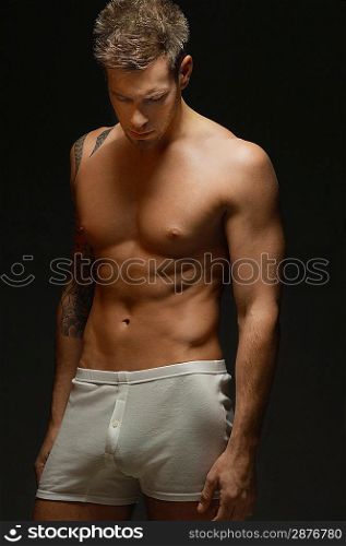 Shirtless Man Wearing Underwear