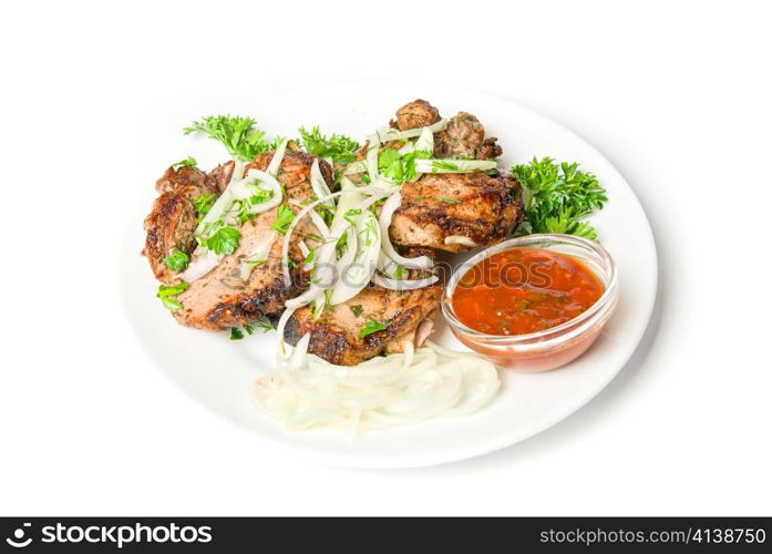 shish kebab isolated on white background