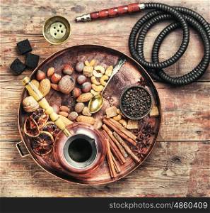 Shisha with coffee and spices