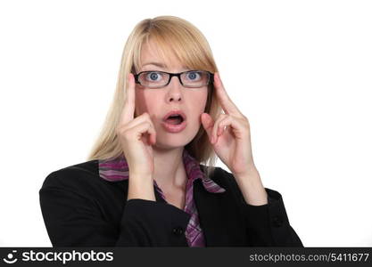 Shocked businesswoman