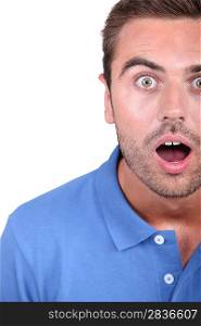 Shocked man with mouth open
