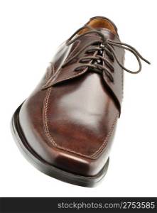 shoe a brown leather. Man&rsquo;s shoes isolated on a white background