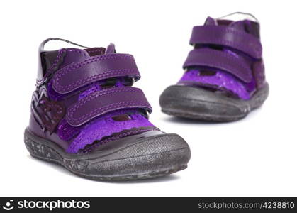 shoes for little girl over white background