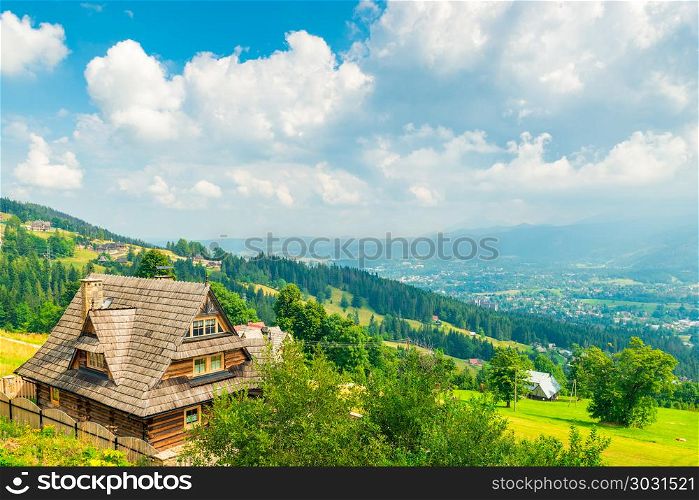 shooting from a height - hills and houses in Zakopane, Poland