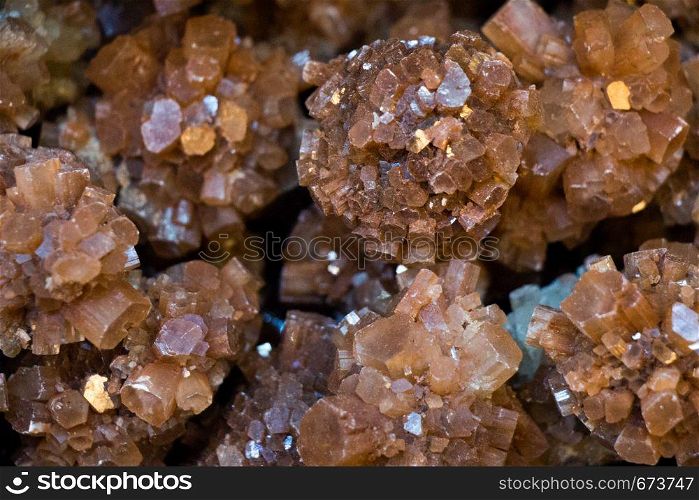 Shooting of collection natural rock as a set of Aragonite mineral gem stones