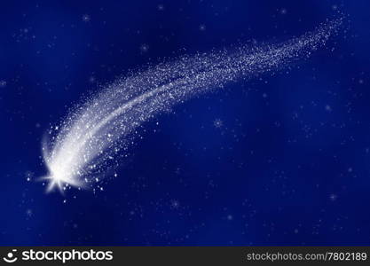 shooting star. a great illustration of a shooting star in a starry sky
