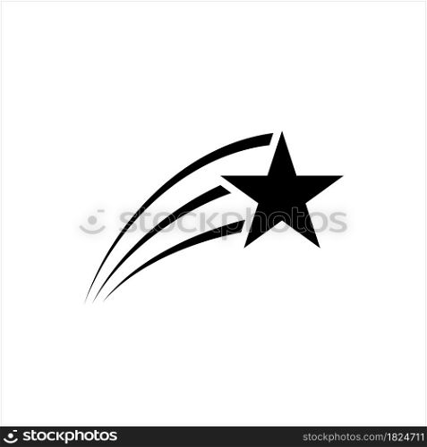 Shooting Star Icon, Visible Passage Of A Glowing Meteor, Comet Falling With Trail Vector Art Illustration