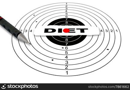 Shooting target with word diet made in 2d software