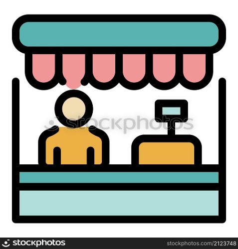Shop assistant icon. Outline shop assistant vector icon color flat isolated. Shop assistant icon color outline vector