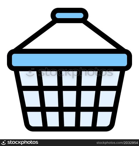 Shop basket icon. Outline shop basket vector icon color flat isolated. Shop basket icon color outline vector