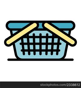 Shop basket icon. Outline shop basket vector icon color flat isolated. Shop basket icon color outline vector