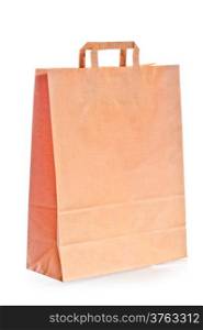 shopping bag of brown paper on white background