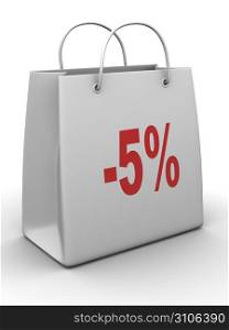Shopping bag with percent. 3d