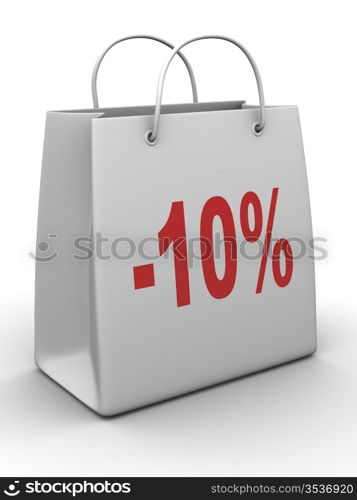 Shopping bag with percent. 3d