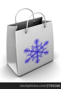 Shopping bag with snowflake. 3d