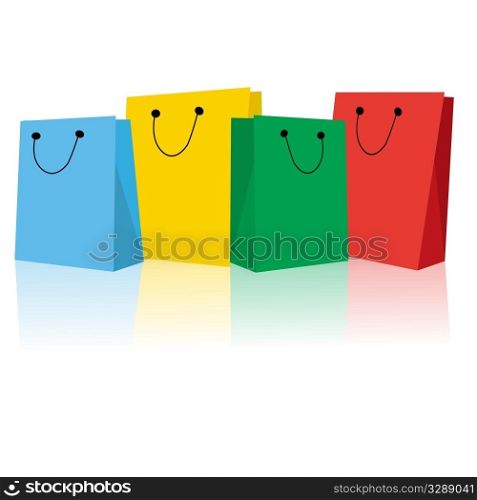 Shopping bags collection on white background