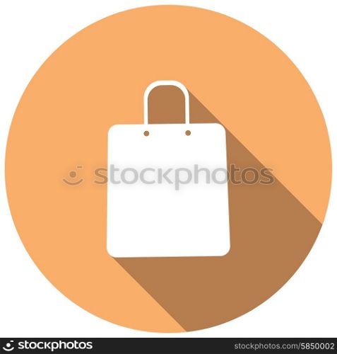 Shopping bags on white circle with a long shadow