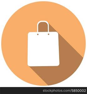Shopping bags on white circle with a long shadow