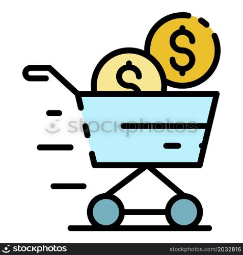Shopping basket icon. Outline shopping basket vector icon color flat isolated. Shopping basket icon color outline vector