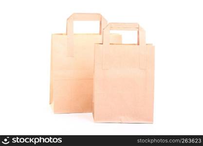 Shopping brown recycle gift bags isolated on white background