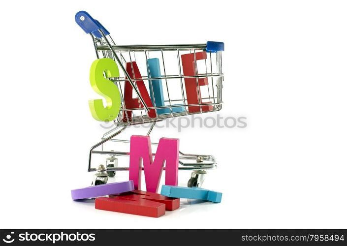 shopping card with letters sale isolated on white