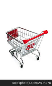 Shopping cart against the white background