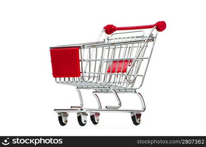 Shopping cart against the white background