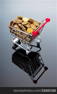 Shopping cart and gold coins