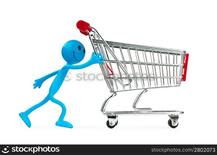 Shopping cart and smiley on white