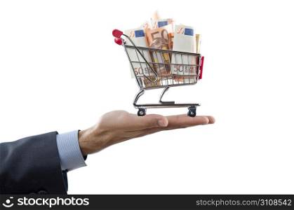 Shopping cart full of money