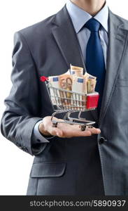 Shopping cart full of money