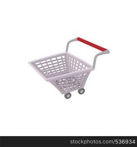 Shopping cart icon in cartoon style isolated on white background. Shopping cart icon, cartoon style