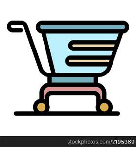 Shopping cart icon. Outline shopping cart vector icon color flat isolated. Shopping cart icon color outline vector