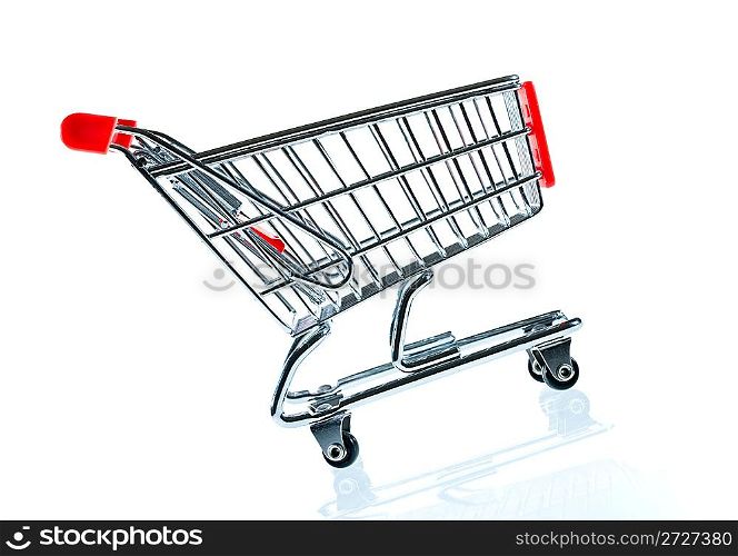 shopping cart on the white