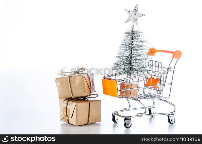 Shopping cart with Christmas shopping