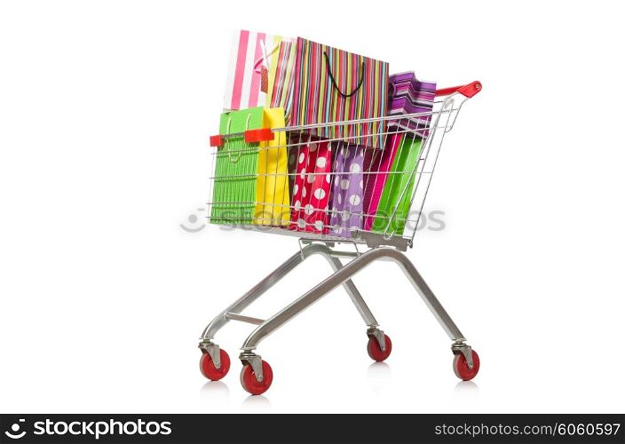 Shopping cart with supermarket basket