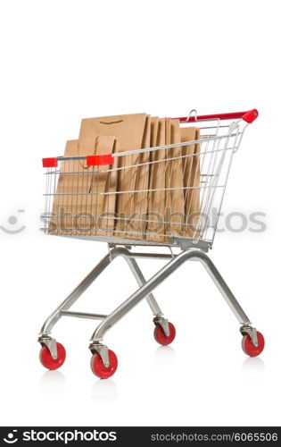 Shopping cart with supermarket basket