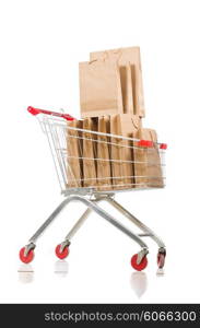 Shopping cart with supermarket basket