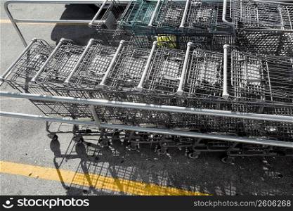 Shopping carts in parking lot