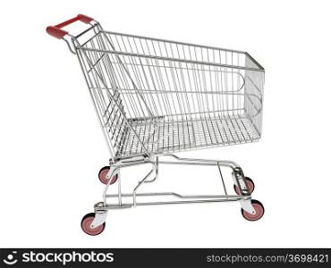 Shopping carts on wheels is isolated on a white background